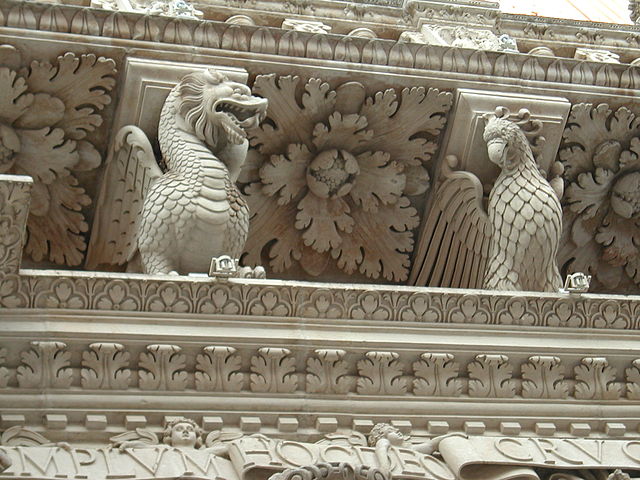 Detail of a Baroque facade in Lecce, Puglia