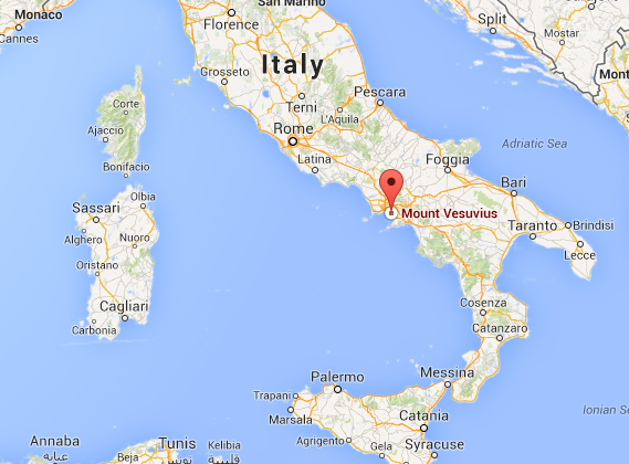 Map of Mount Vesuvius (near Naples, Italy)
