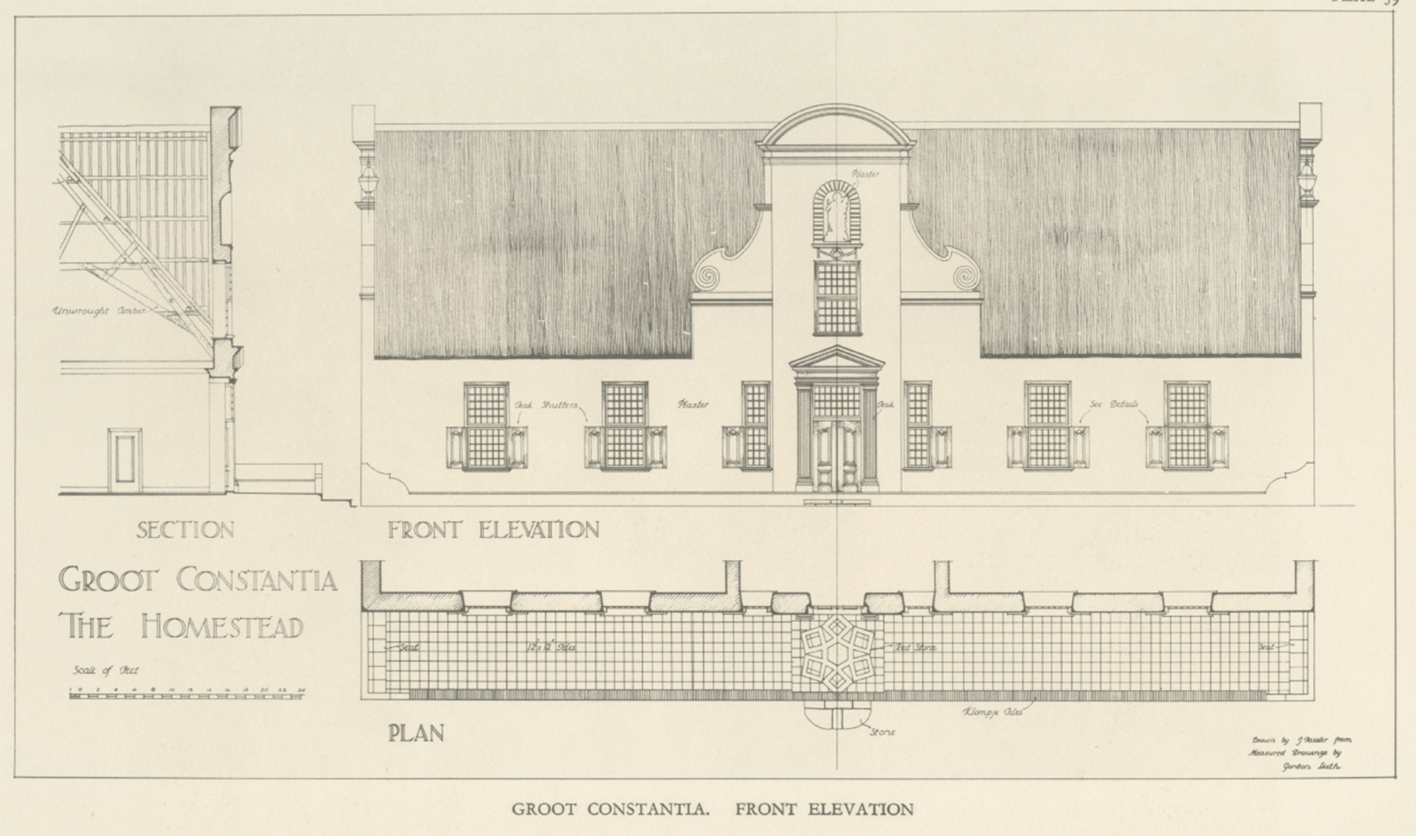 Groot Constantia Elevation Plan, Cape Dutch Architecture